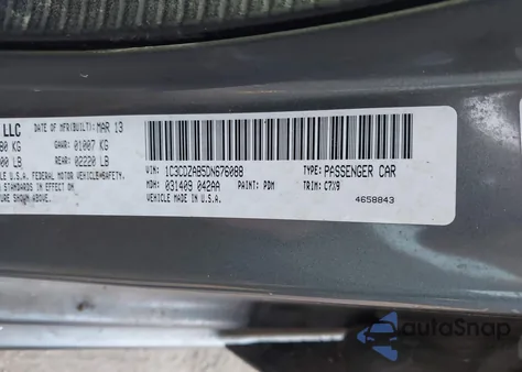 2013 Dodge Avenger Se из США, поврежденный, VIN 1C3CDZAB5DN676088